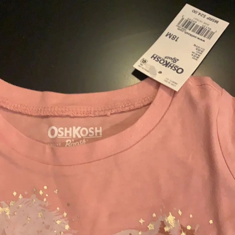 OshKosh Pink Ruffle Horse Let's Explore Long Sleeve Top Shirt 18 Months‎ New